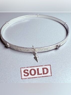 🎉Sold🎉 Artisan Old World Diamond Sterling Silver Textured Rustic Bangle Bracelet